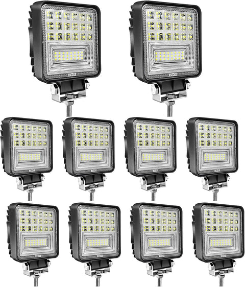 10 - Pack 126W LED Work Light Bars – 4" Combo Beam, 6000K Waterproof Off - Road Lights for Trucks, ATVs & Equipment | SKU: WL12610 - Motor Vehicle Lighting with 10 Pack | Sold by Uncle Wiener's Wholesale