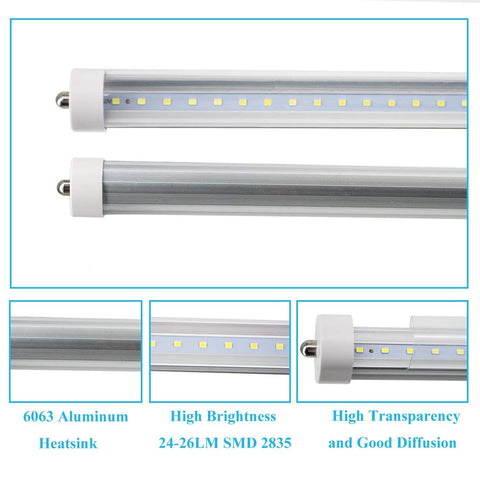 10 PACK – 8FT T8 Single Pin LED Tube Lights – 6000K, 5400LM, 45W - with Frosted | Sold by Uncle Wiener's Wholesale