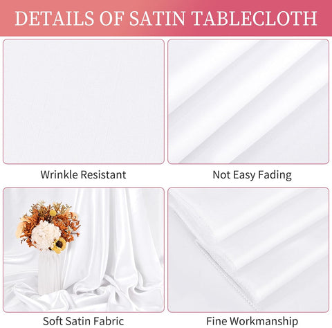 10 Pack Satin Tablecloth 90 x 156 Inch White Rectangle Silky Satin Table Cover,Bright Silk Smooth Fabric Table Cloth,Overlay Silky Table Cover for Wedding Party Banquet Event Dining Decoration - with | Sold by Uncle Wiener's Wholesale