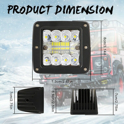 3-inch 48W LED work light pod – dual beam
Black off-road LED work light for trucks and ATVs
Waterproof LED pod light with adjustable bracket
LED flood spot combo light installed on off-road vehicle
Shockproof and dustproof LED pod light – IP67 rating