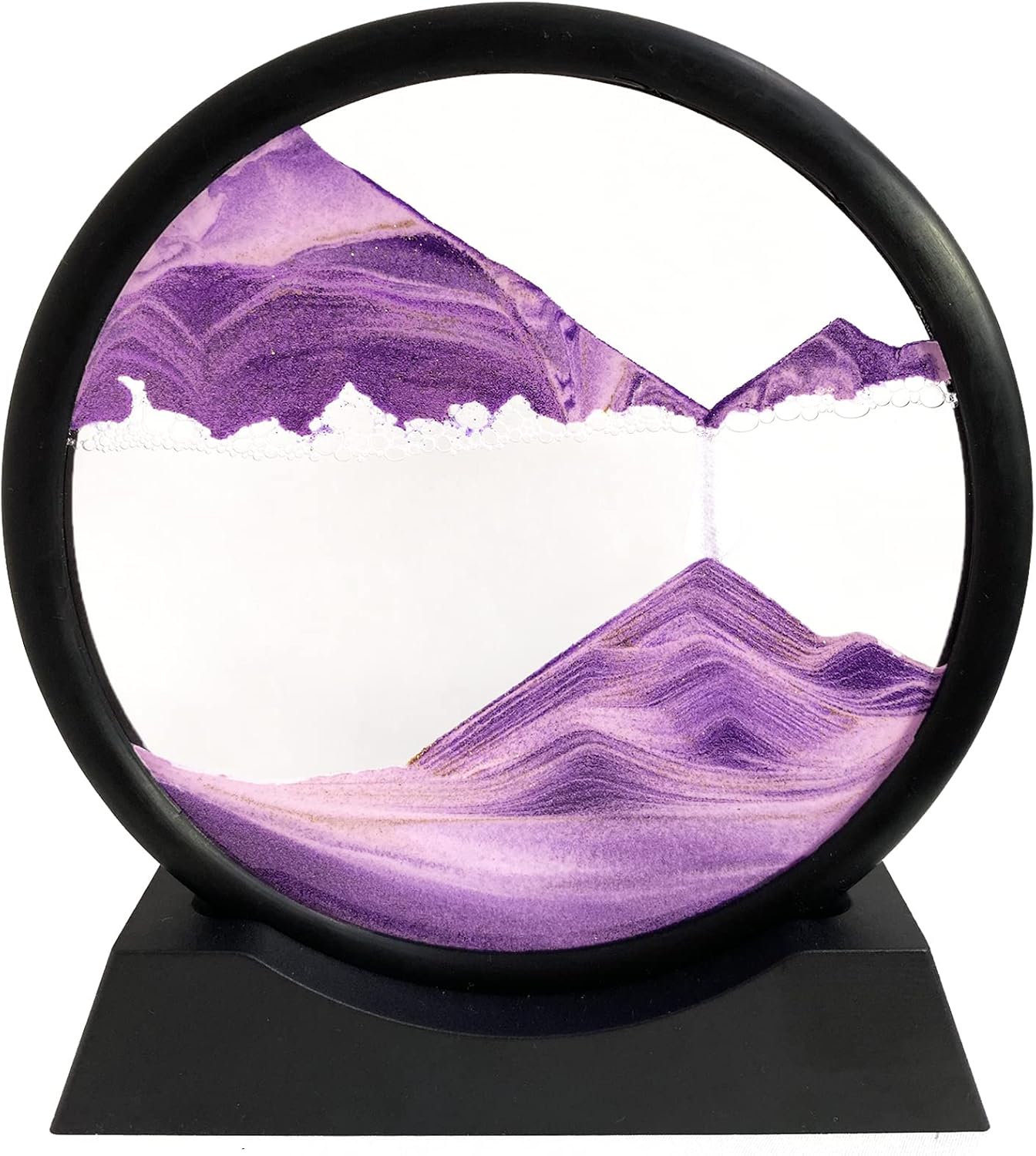 12" Moving Sand Art Picture, Liquid Motion 3D Deep Sea Sandscape with Round Glass Frame Desktop Decor - with Purple Liquid Motion Sand Art | Sold by Uncle Wiener's Wholesale