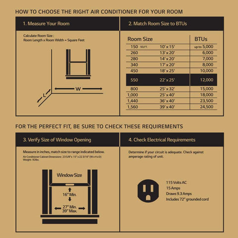 12,000 BTU 115 - Volt Window Air Conditioner LW1216ER Cools 550 Sq. Ft. with ENERGY STAR and Remote - with | Sold by Uncle Wiener's Wholesale