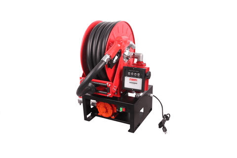 12V & 110V Diesel Fuel Transfer Pump with 50 FT Auto - Retractable Hose Reel - Auto - Retractable Fuel Transfer Hose Reel with 12 VOLT | Sold by Uncle Wiener's Wholesale
