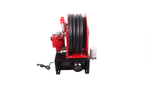 12V & 110V Diesel Fuel Transfer Pump with 50 FT Auto - Retractable Hose Reel - Auto - Retractable Fuel Transfer Hose Reel with 12 VOLT | Sold by Uncle Wiener's Wholesale