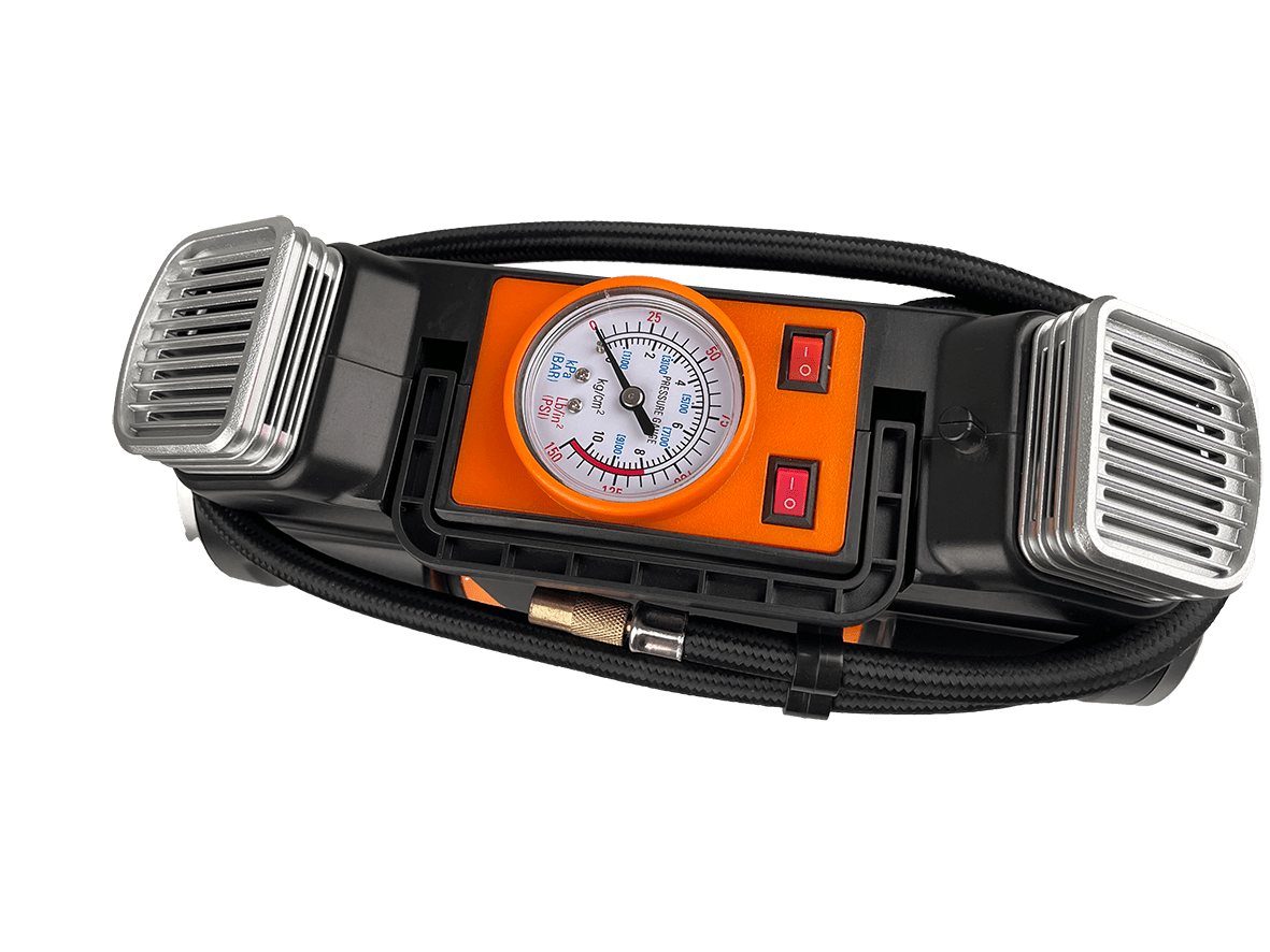 12V Heavy - Duty Dual Piston Air Compressor 150 PSI Portable Tire Inflator AP150D - with | Sold by Uncle Wiener's Wholesale