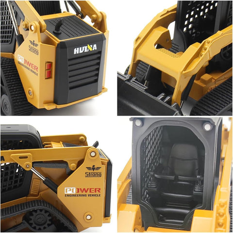 1:50 Scale Tracked Skid Steer Loader Die - Cast Toy – Construction Vehicle Model with Forklift, Shovel & Grabber - with | Sold by Uncle Wiener's Wholesale