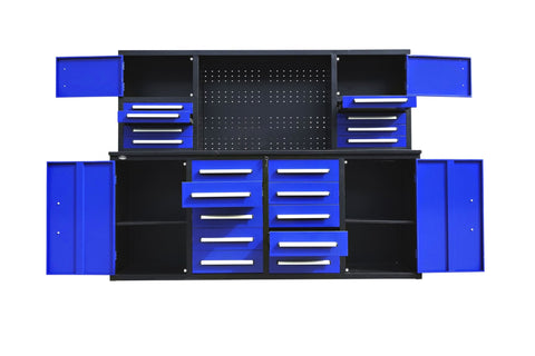 18 - Drawer 7 FT Workbench with Tool Cabinets – Heavy - Duty Steel Construction - with Red 18 - Drawer 7 FT | Sold by Uncle Wiener's Wholesale