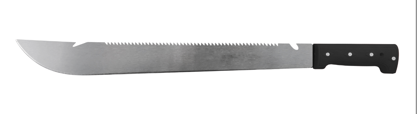 18" Machete with Serrated Blade – 50Mn Steel, Canvas Sheath Included M2056 - with | Sold by Uncle Wiener's Wholesale
