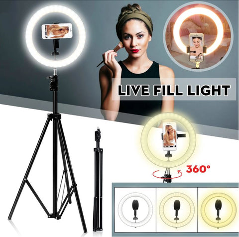 New 82" Portable LED Selfie Ring Light with Tripod & Phone Holder – USB Powered | SKU: CL19