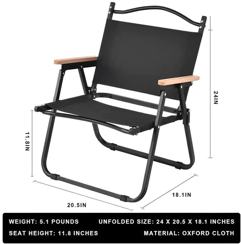 New Heavy Duty Folding Camping & Sports Chair with Wooden Armrest | SKU: K0032