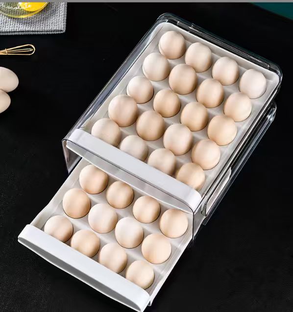 2-Layer Plastic Egg Storage Box 40-Hole White Egg Holder Organizer for Kitchen, Fridge & Pantry SC2216 - with | Sold by Uncle Wiener's Wholesale