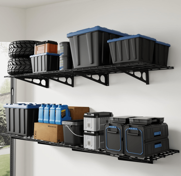2 Pack Wall Mounted Garage Shelving Heavy Duty Steel Storage Rack SRSeries - with 24 in × 48 | Sold by Uncle Wiener's Wholesale