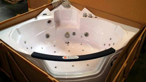 2 - Person Corner Whirlpool Tub – Hydrotherapy Spa, LED Lights, Heater TMB026 - Corner Spa Bathtub with | Sold by Uncle Wiener's Wholesale