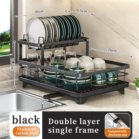 2 - Tier Dish Drying Rack with Drainboard and Cup Holder – Rustproof Kitchen Organizer | S1315 - with | Sold by Uncle Wiener's Wholesale