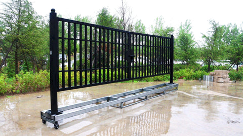 20 FT Galvanized Steel Farm Driveway Gate with Black Powder-Coated Finish – TM18NCC