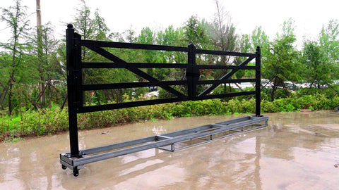 20 FT Wrought Iron Driveway Gate with Black Powder-Coated Finish – TM18NCB