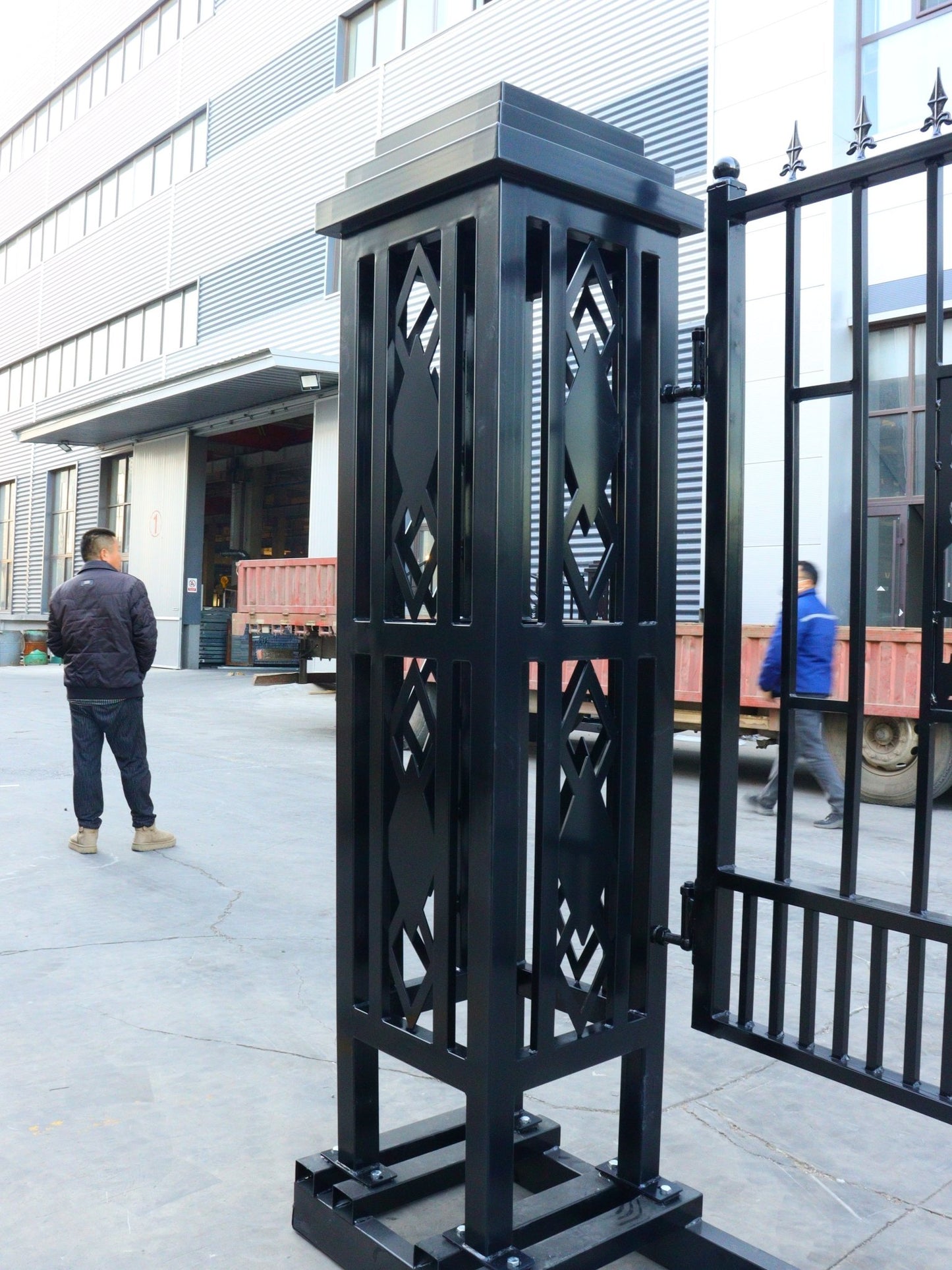 20 FT Heavy - Duty Steel Driveway Gate with Square Deer Artwork – Black Dual Swing Farm & Ranch Gate Kit SU20SQ - with | Sold by Uncle Wiener's Wholesale