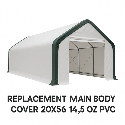 Interior view of reinforced PVC shelter with truss frame
