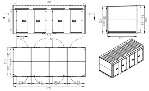 20FT Mobile Warehouses β Heavy - Duty Steel Storage Units - with Eight Doors β With Partitions | Sold by Uncle Wiener's Wholesale