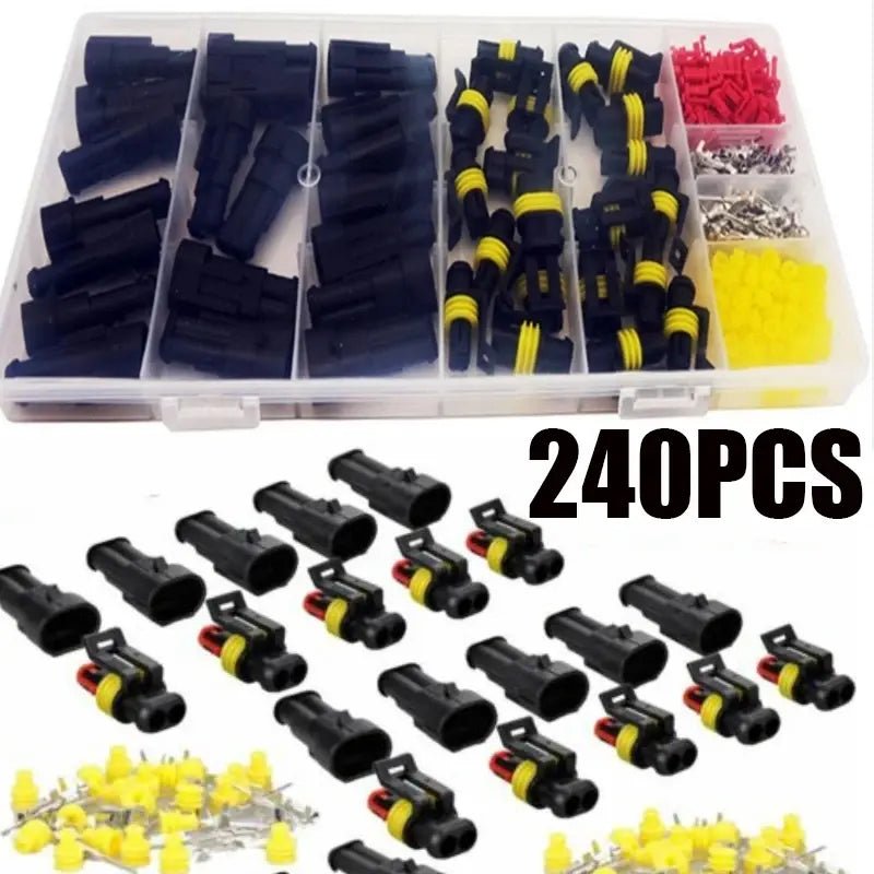 240pcs 20 Set 2-Pin Plug Connectors Waterproof Wire Harness Kit
