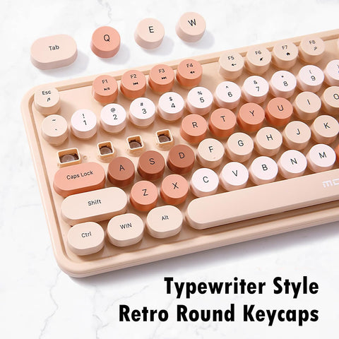 2.4G Full - Size Wireless Keyboard and Mouse Combo, Multi - Color Typewriter Style Round Keycap, Cute Candy Colors, Compatible with Notebook, PC (104 Keys,Milk Tea) - with | Sold by Uncle Wiener's Wholesale