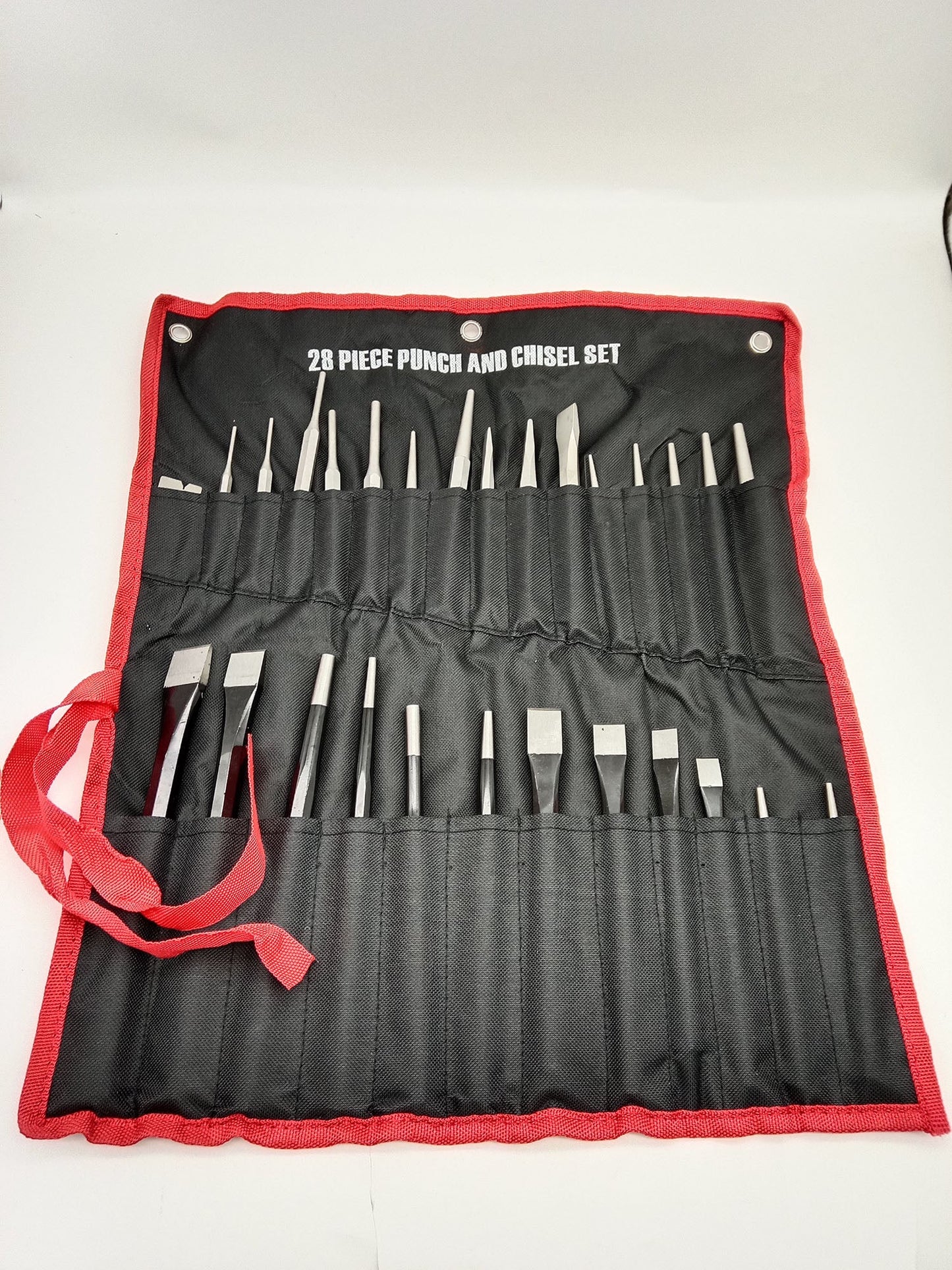 28-Piece Punch & Chisel Set Heavy Duty Steel Complete Kit with Roll-Up Case T0938 - with | Sold by Uncle Wiener's Wholesale
