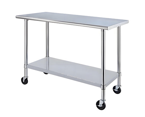 3 Ft Commercial Stainless Steel Work Table with Wheels – Heavy Duty Utility Prep Table (Model: 1224544) - with | Sold by Uncle Wiener's Wholesale