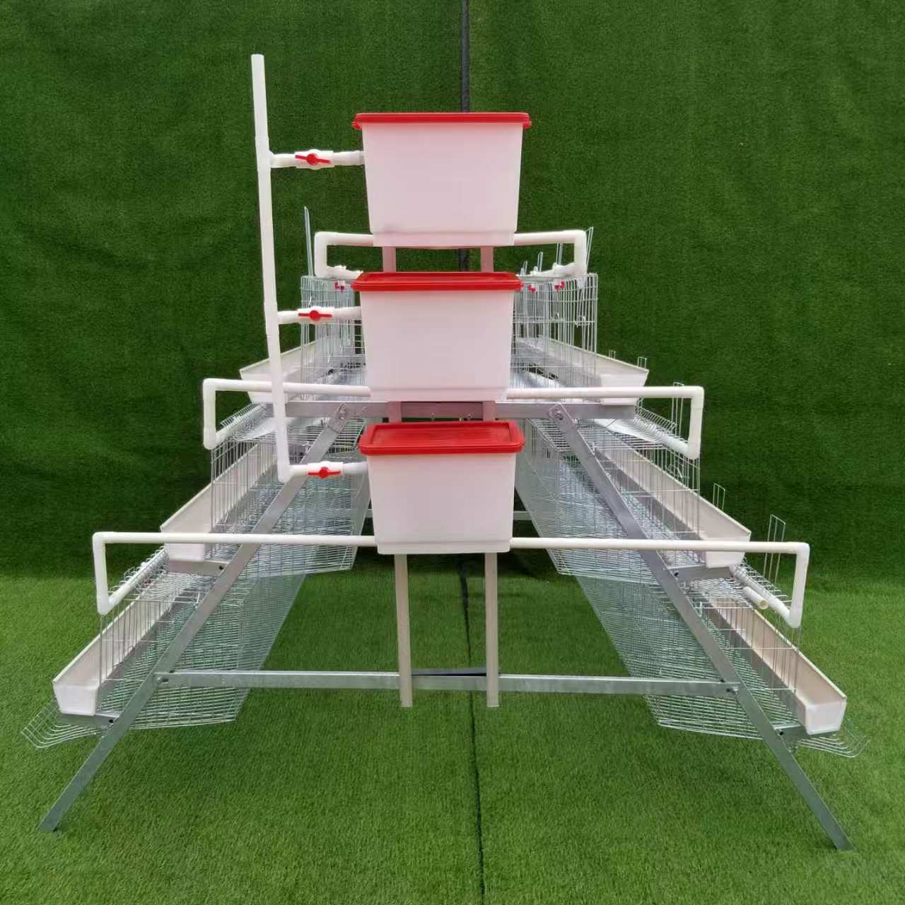 3 - Tier 96 - Layer Chicken Egg Laying Cage System – Poultry Coop Rack | SKU: 215414 - General Equipment with | Sold by Uncle Wiener's Wholesale