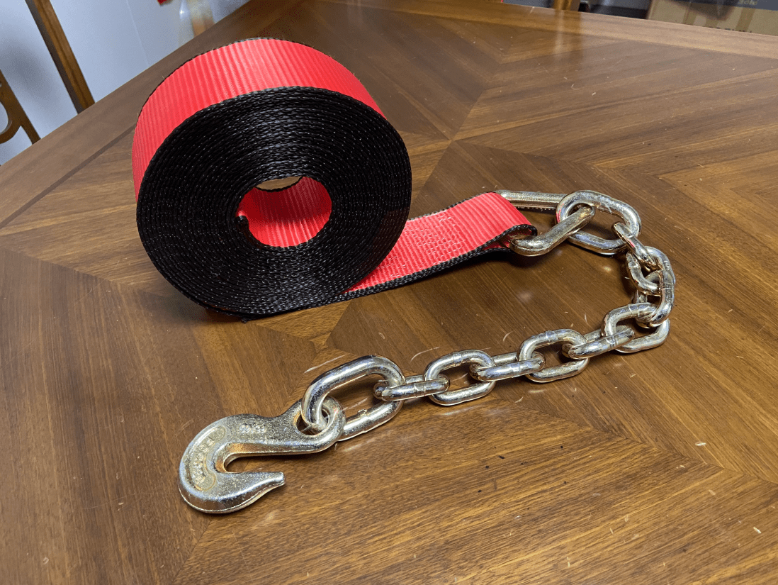 3" x 30' Winch Strap with Chain End 18000 lb Heavy Duty Tie Down Red WNS30C - with | Sold by Uncle Wiener's Wholesale