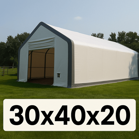 30′ Wide Double Truss Storage Buildings – Heavy - Duty PVC Fabric Shelters - Portable Storage Shelter with Standard 30X40X20 | Sold by Uncle Wiener's Wholesale