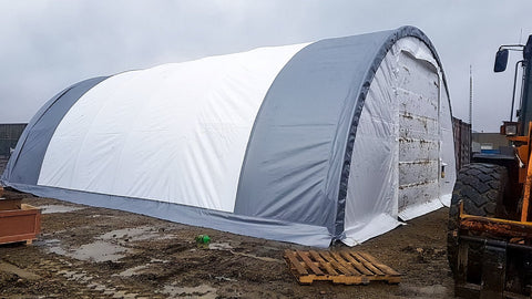 30′ Wide Portable Oval Truss Storage Shelter – SP Model with UV - Resistant Fabric & Anchoring Kit - Portable Oval Storage Shelter with 30X40X15 10.5 OZ PE | Sold by Uncle Wiener's Wholesale
