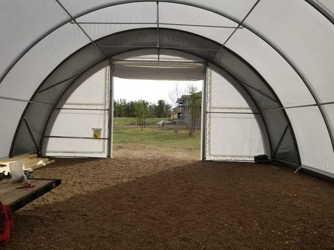 30′ Wide Portable Oval Truss Storage Shelter – SP Model with UV - Resistant Fabric & Anchoring Kit - Portable Oval Storage Shelter with 30X40X15 10.5 OZ PE | Sold by Uncle Wiener's Wholesale