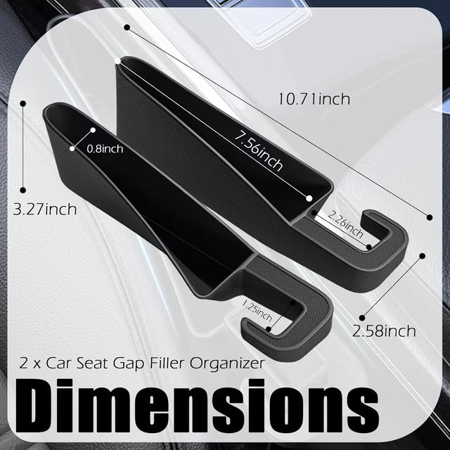 Mini Car Seat Gap Filler Organizer 2 Pack with Phone Holder and Seat Belt Slot