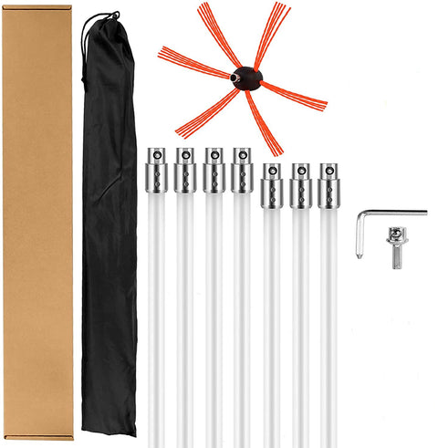 33 FT Chimney Sweep Brush Kit with 10 Nylon Rods – Rotary Drill - Driven Chimney Cleaning Tool with Locking System S3087 - with | Sold by Uncle Wiener's Wholesale