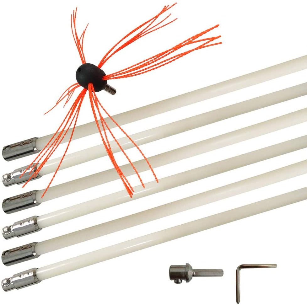 33 FT Chimney Sweep Brush Kit with 10 Nylon Rods – Rotary Drill - Driven Chimney Cleaning Tool with Locking System S3087 - with | Sold by Uncle Wiener's Wholesale