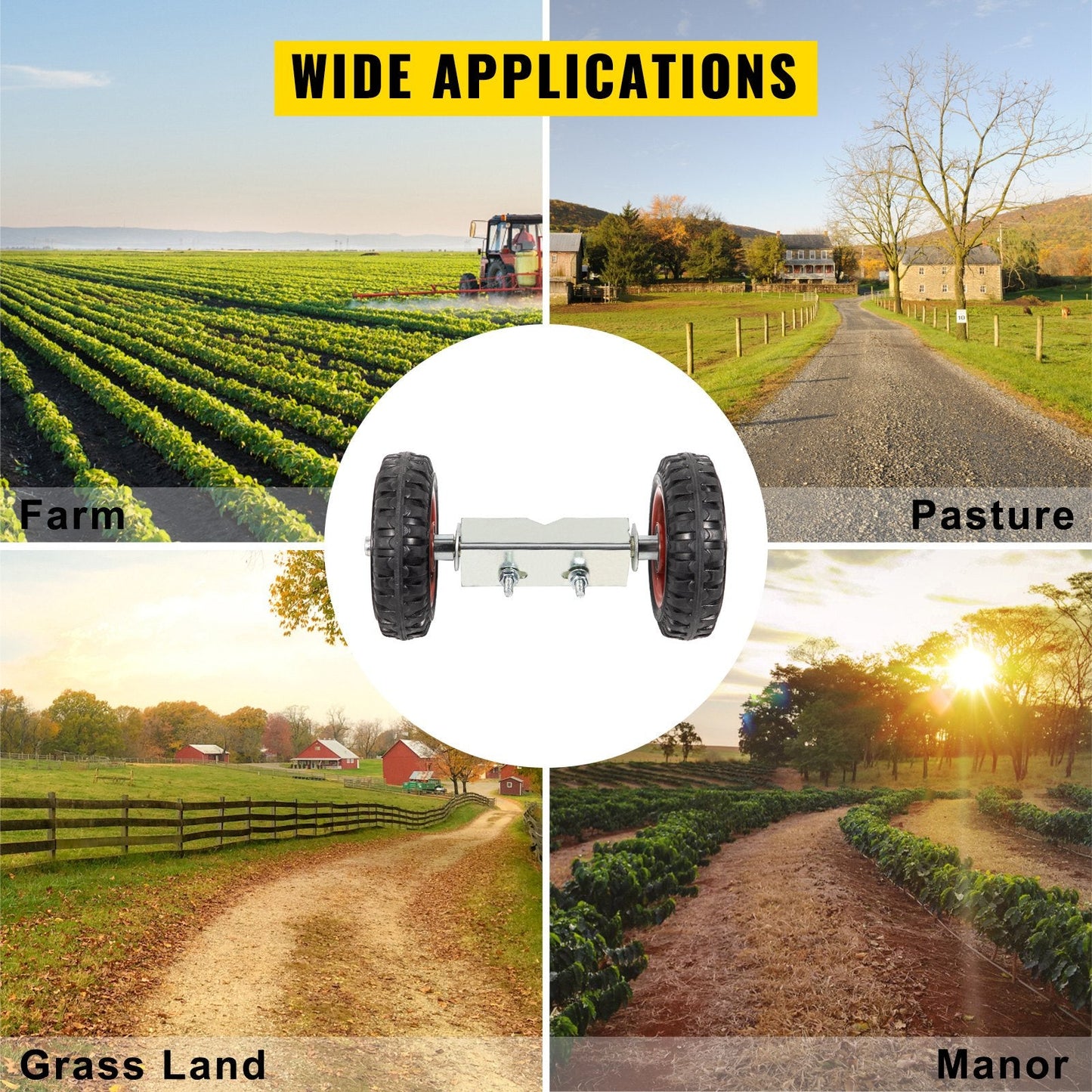 15 Piece Chain Link Rolling Gate Hardware Kit for Sliding Fence Gate, Heavy Duty Steel Rollers & Hinges – S1219