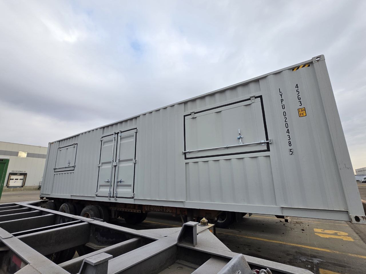 40ft Multi - Door Sea Container Office – Double Service Windows, Dual Entry Doors, Ventilated Workspace – Model 2504252 - with | Sold by Uncle Wiener's Wholesale
