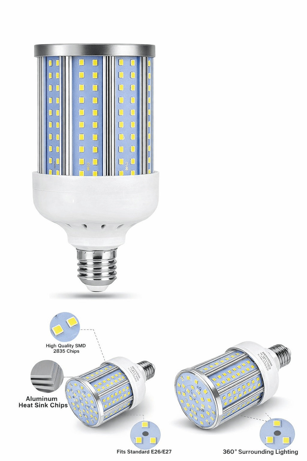 40W LED Corn Light Bulb – 4000LM 6500K Cool Daylight, 280W Equivalent, E26/E27 Base Non - Dimmable CL0401 - with | Sold by Uncle Wiener's Wholesale