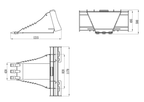 45″ Skid Steer Stump Bucket Wrecker – Universal Quick - Attach, Bolt - On Cutting Teeth | SKU SSB45S - with | Sold by Uncle Wiener's Wholesale