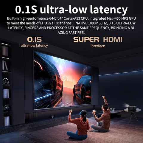 4K Projector with WiFi and Bluetooth, Native 1080P, Ultra - low Latency of 0.1S, 800 ANSI, AUTO Keystone & 50% Zoom, 300" Home Theater, NFLX/Ytb/Prime Video, Compatible iOS/Android/HDMI/Win/PS5/TV - with | Sold by Uncle Wiener's Wholesale