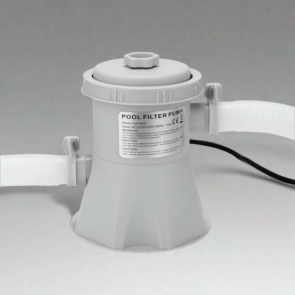 Swimming pool filter pump kit with filter cartridge
Easy-installation pool filtration system with hoses
Pool pump and filter combo for clean water
White filter pump for above-ground pools
Complete pool filtration pump kit with accessories