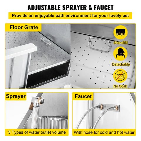 stainless steel dog grooming tub with ramp
pet grooming bath station 50 inch
professional dog bathtub with sprayer
sliding door dog grooming tub
pet grooming tub for commercial use