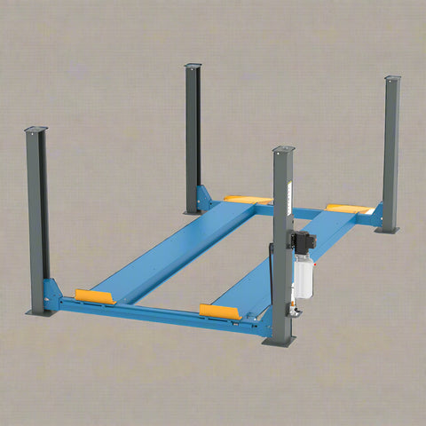 Blue 4-post car lift in a workshop setting
Top-down view of the HFL4065E vehicle lift
Vehicle raised on blue 4-post lift
Hydraulic-powered truck lift hoist
Portable heavy-duty automotive lift with ramps