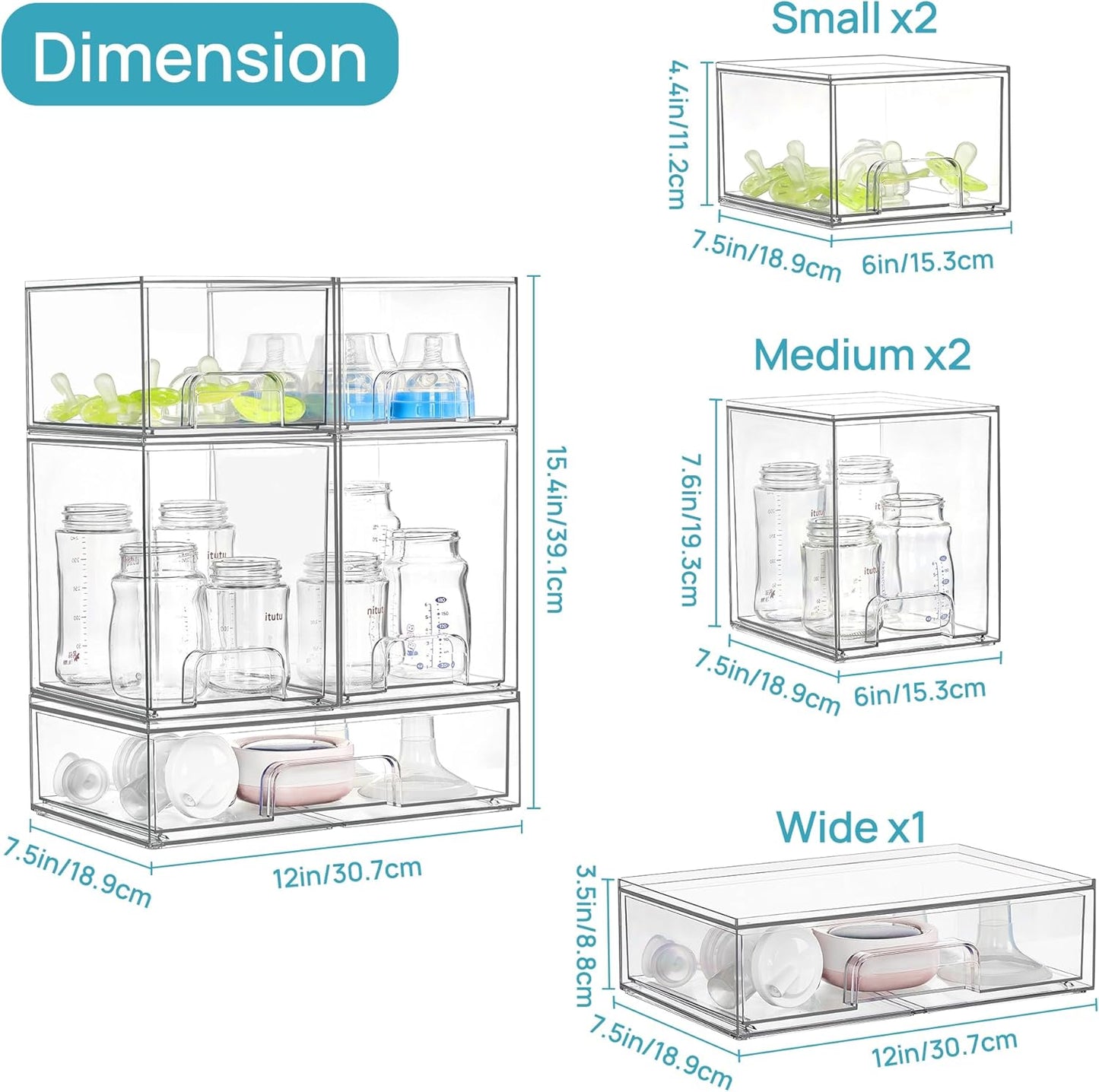 5 Pc Clear Plastic Fridge Storage Box Set Organizer Bin Set Transparent SC2215 - with | Sold by Uncle Wiener's Wholesale