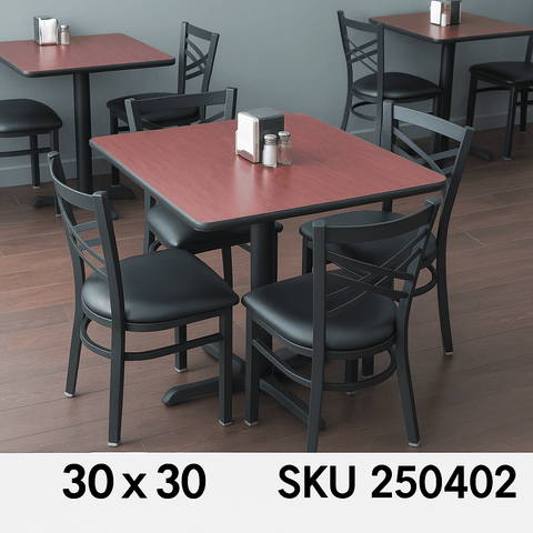 5 - Piece Bar Height Table & Chairs Set – Commercial Grade Black Frame with 30"x30" Reversible Top - Restaurant Bar Furniture Sets with 30" x 30" | Sold by Uncle Wiener's Wholesale