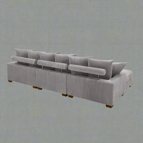 5 - Piece Corduroy Sectional Sofa β U - Shaped Living Room Furniture Set | Dark Gray & Light Gray - with DARK GRAY BT2528SM | Sold by Uncle Wiener's Wholesale
