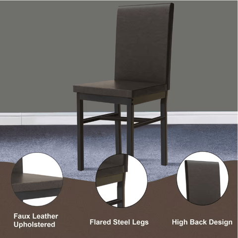 5 - Piece Dining Table Set with Faux Marble Top and PU Leather Chairs – Space - Saving Kitchen Table for 4 – MH24619 - with | Sold by Uncle Wiener's Wholesale
