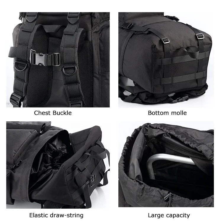 50–65L Large Tactical Backpack – Military Rucksack A88018 Series | MOLLE Outdoor & Survival Pack (Black A88018BLK / CP Camo A88018CP) - with CP Camo | Sold by Uncle Wiener's Wholesale