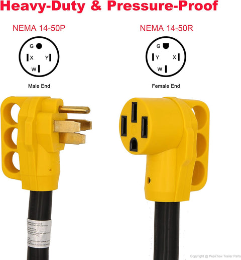 50 Amp Extension Cord – 25FT 250V Outdoor Power Supply Cable with LED, Grip Handle & Cord Organizer RV5030FH - with | Sold by Uncle Wiener's Wholesale