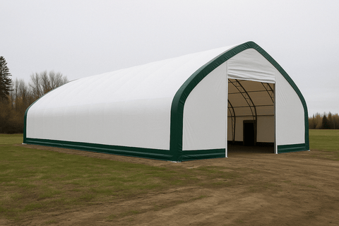 50′ Wide Double Truss Storage Buildings – Heavy - Duty PVC Shelter - Portable Industrial Storage Building with 8FT Truss spacing Upgrade 50X100X23 | Sold by Uncle Wiener's Wholesale